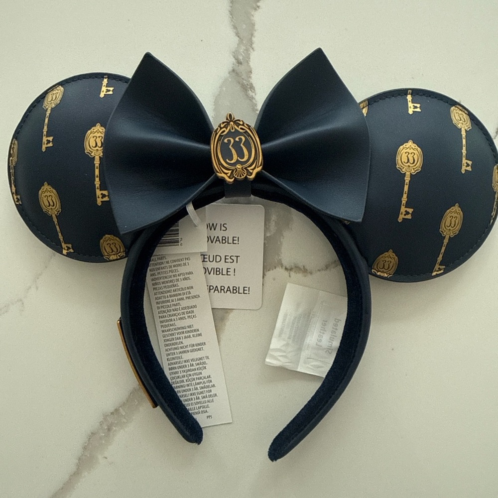 Disney Parks Club 33 Loungefly Minnie Ears Headband – Navy & Gold – NWT